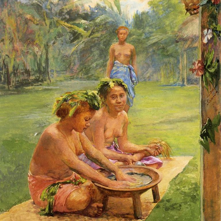 Jóvenes preparando Kava. John LaFarge (1891)